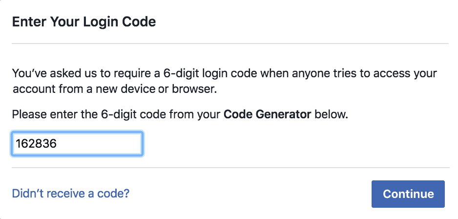 How To Access Facebook 6 digit Confirmation Code List