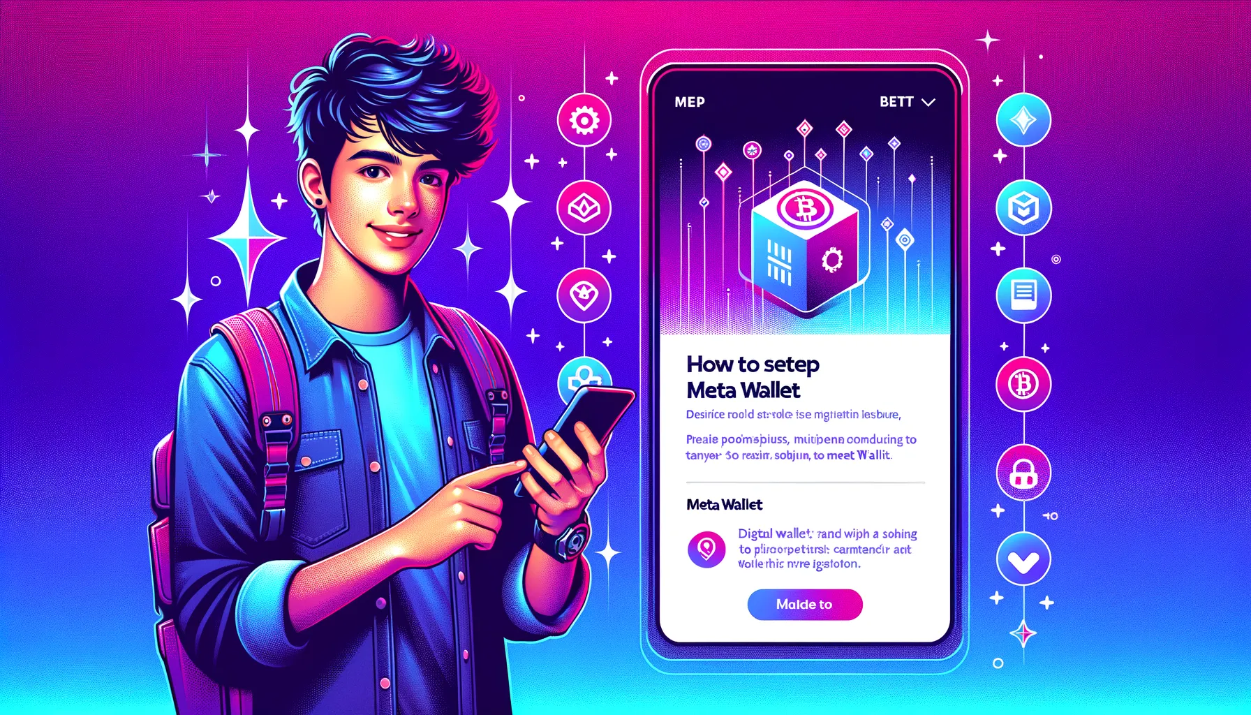 a boy using meta wallet on his phone