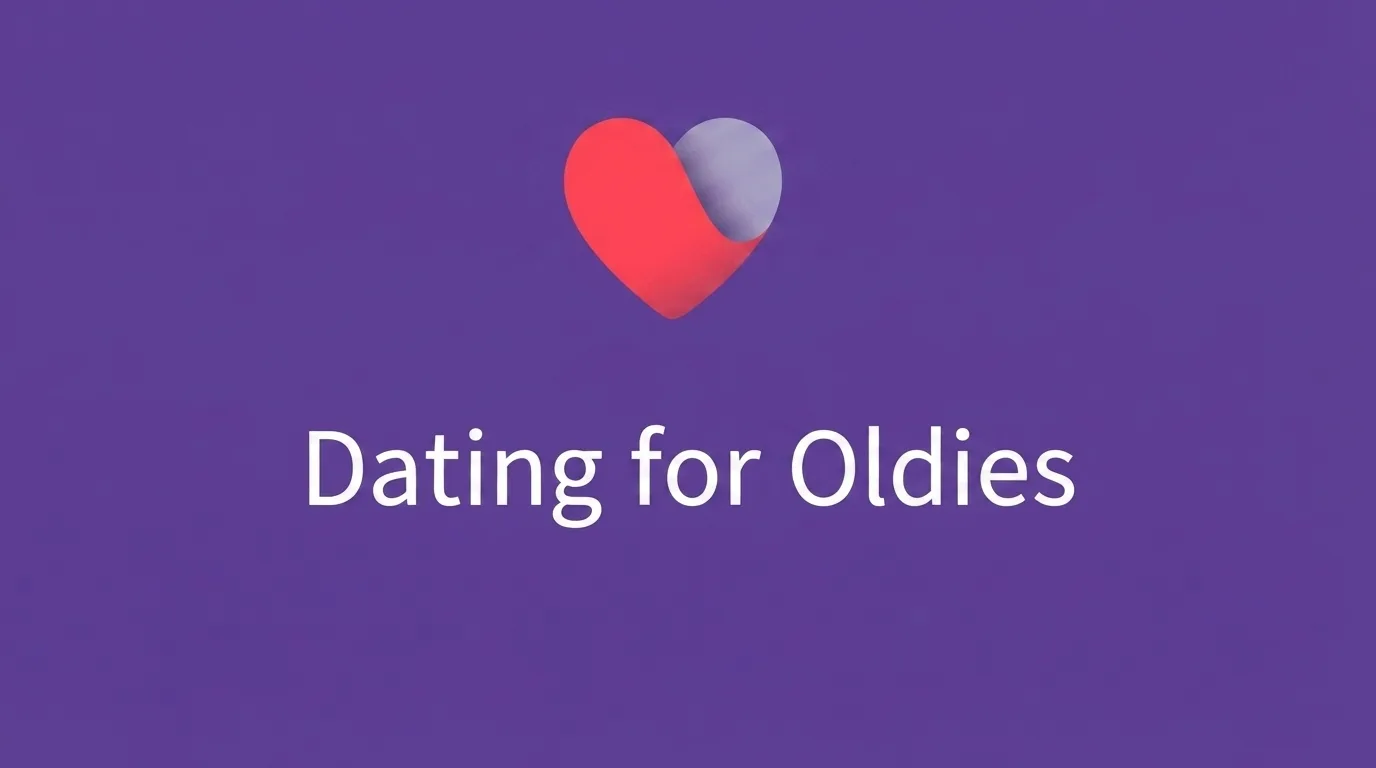 Dating for Oldies banner with red heart on purple background